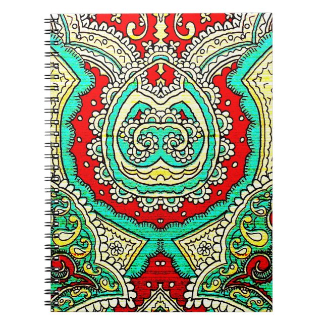 Caderno Espiral Ornamento arabesco neon: estilo 80. (Frente)