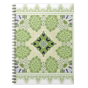 Caderno Espiral Ornamento colorido decorativo sobre fundo branco,