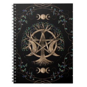 Caderno Espiral Ornamento da Lua do Pentagrama
