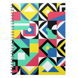 Caderno Espiral Ornamento Decorativo de Formas Geométricas Colorid