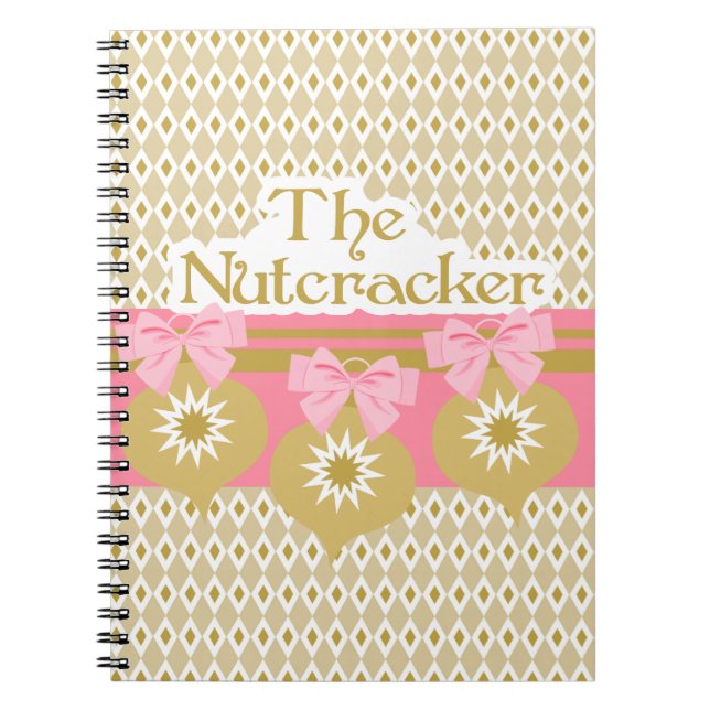 Caderno Espiral Ornamento do ouro do balé do Nutcracker (Frente)