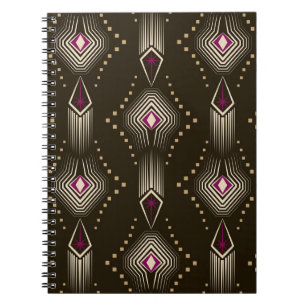 Caderno Espiral Ornamento Geométrico Antiguo Art Deco