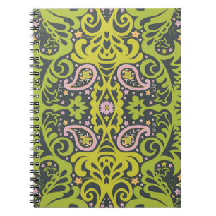 Caderno Espiral ornamento paisley oriental; flo decorativo sem cos