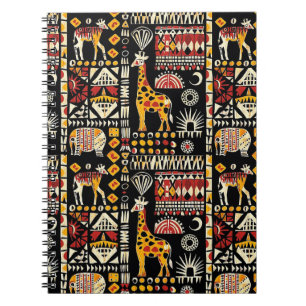 Caderno Espiral Ornamento tradicional étnico africano, patenteamen