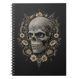 Caderno Espiral Ornate Floral Skull Victorian Gothic Art Nouveau 