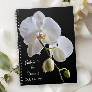 Caderno Espiral Orquídea Branca no Casamento Negro
