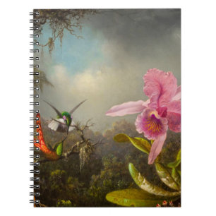 Caderno Espiral Orquídea com dois beija-flores