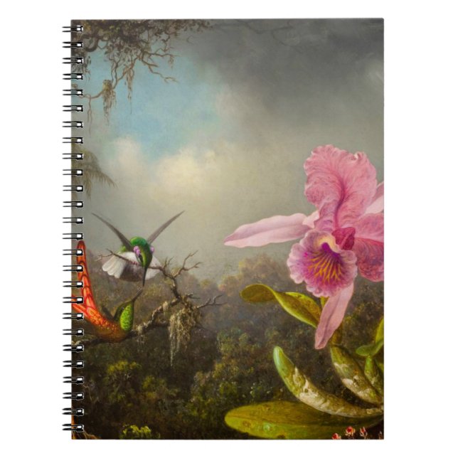 Caderno Espiral Orquídea com dois beija-flores (Frente)