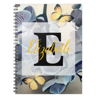 Caderno Espiral Orquídea floral borboleta branca roxa amarela
