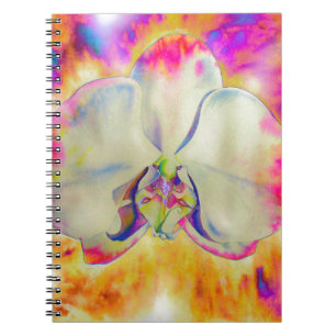 Caderno Espiral Orquídea rosa, florais de aquarelas surreais