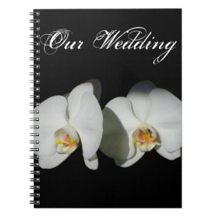 Caderno Espiral Orquídeas brancas-escura-escura floradas romântica