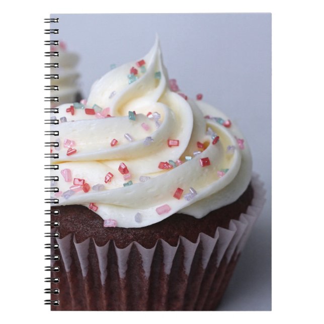Caderno Espiral Os cupcakes modernos do chocolate polvilham o (Frente)