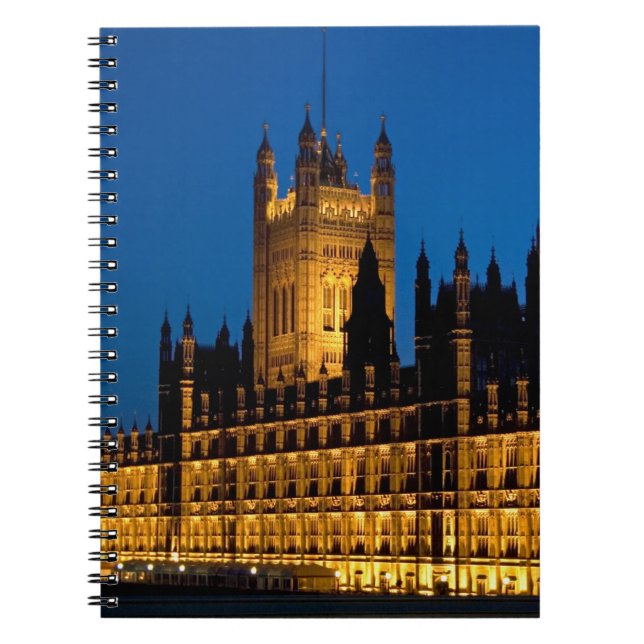 Caderno Espiral Os Edifícios do Parlamento à noite na cidade de (Frente)