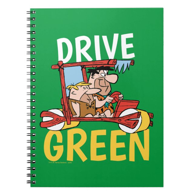 Caderno Espiral Os Flintstones | Fred & Barney - Drive Green (Frente)