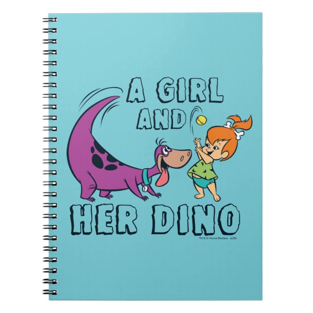 Caderno Espiral Os Flintstones | Pebbles & Dino Play Ball (Frente)