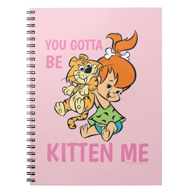 Caderno Espiral Os Flintstones | Pebbles e seu tigre (Frente)