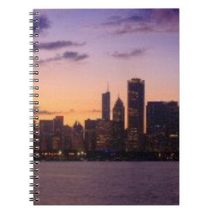 Caderno Espiral Os grupos do sol sobre a skyline de Chicago