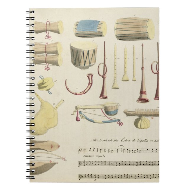 Caderno Espiral Os instrumentos musicais indianos, chapeiam 23 'de (Frente)