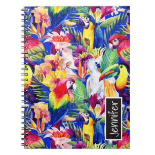 Caderno Espiral Os papagaios da aguarela   adicionam seu nome