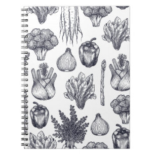 Caderno Espiral Os vegetais frescos têm um padrão perfeito. Brocco