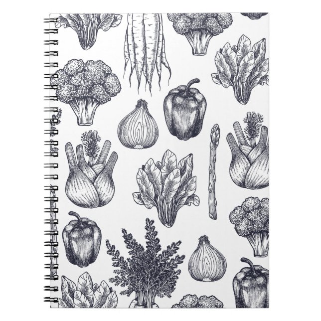 Caderno Espiral Os vegetais frescos têm um padrão perfeito. Brocco (Frente)