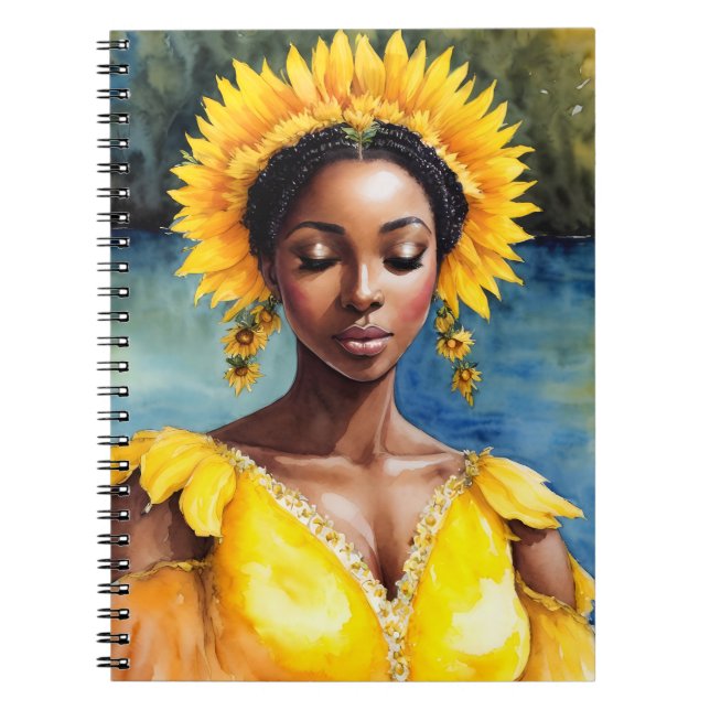 Caderno Espiral Oshun African Orisha Watercolor Art (Frente)