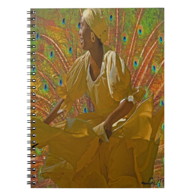 CADERNO ESPIRAL OSHUN DANZA DO PAVÃO (Frente)