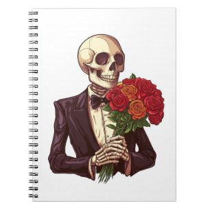 Caderno Espiral Ossos de Amante � Esqueleto Romântico Engraçado