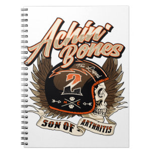 Caderno Espiral Ossos do Achin Retro motociclo Biker