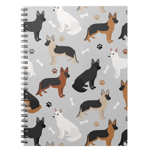 Caderno Espiral Ossos do german shepherd e patas (Frente)