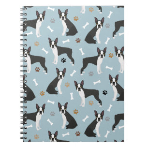 Caderno Espiral Ossos e patas de Boston Terrier