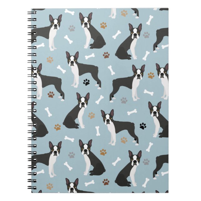 Caderno Espiral Ossos e patas de Boston Terrier (Frente)