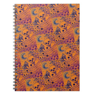 CADERNO ESPIRAL OSSOS NO ESQUELETO DE JARDIM, LUA DE ARTE FOLK, BO