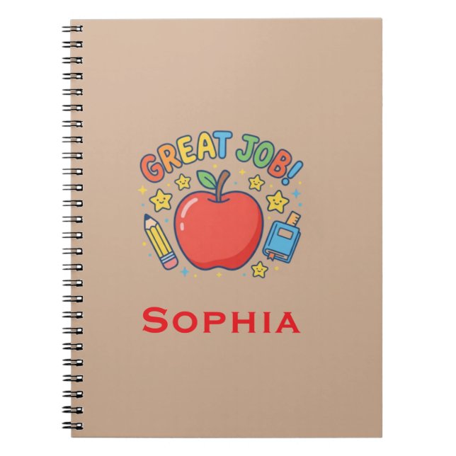 Caderno Espiral Ótimo Trabalho! Adesivo de Recompensa de Sala de A (Frente)