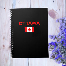 Caderno Espiral Ottawa Canadá Flag Dark Color