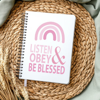 Caderno Espiral Ouça Obedeça e Seja Abençoado 