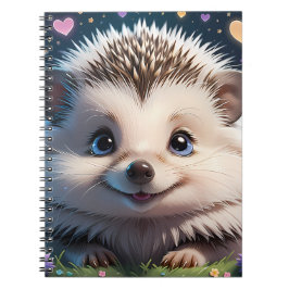 Caderno Espiral ouriço fofo com grandes olhos azuis