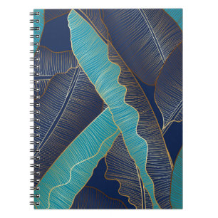 Caderno Espiral Ouro Banana Leaf: Padrão De Luxo.