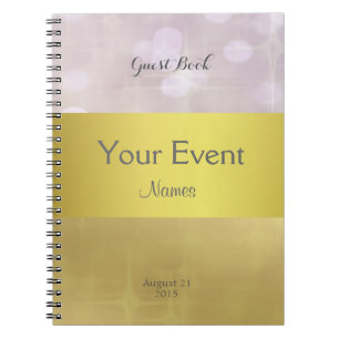 Caderno Espiral Ouro bonito e livro de hóspedes cor-de-rosa de
