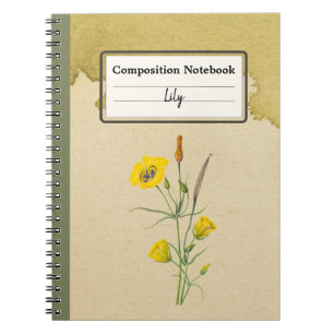 Caderno Espiral Ouro Bowl Mariposa Flower Personalizada Comp