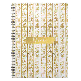 Caderno Espiral Ouro & Branco Egito Egípcio Glam Moderno Chic
