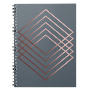 Caderno Espiral ouro cor-de-rosa do falso mínimo moderno elegante