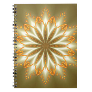 Caderno Espiral ouro de abstrato e flor de prata para o Natal