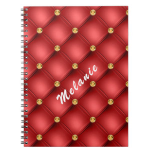 Caderno Espiral Ouro Diamond Couve Tufada Seu Nome De Texto Vermel