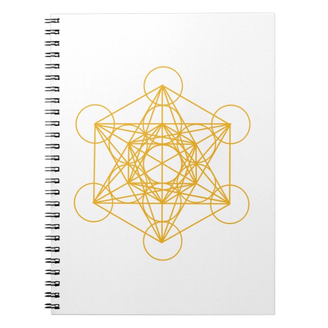 Caderno Espiral Ouro do cubo de Metatron (Frente)