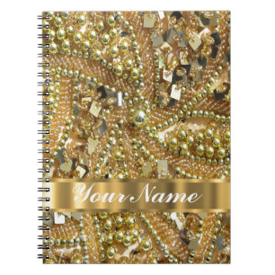 Caderno Espiral Ouro elegante que bling