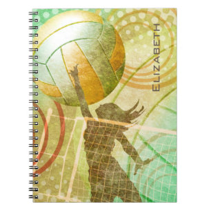 Caderno Espiral Ouro ensolarado de vôlei feminino personalizado