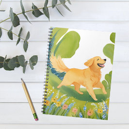 Caderno Espiral Ouro Feliz Retriever | Placa de Água Clara