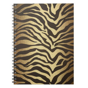 Caderno Espiral Ouro Glam moderno do impressão da pele animal do