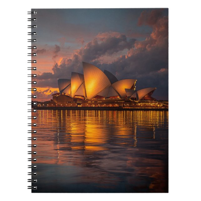 Caderno Espiral Ouro hora no notebook da Sydney Opera House (Frente)